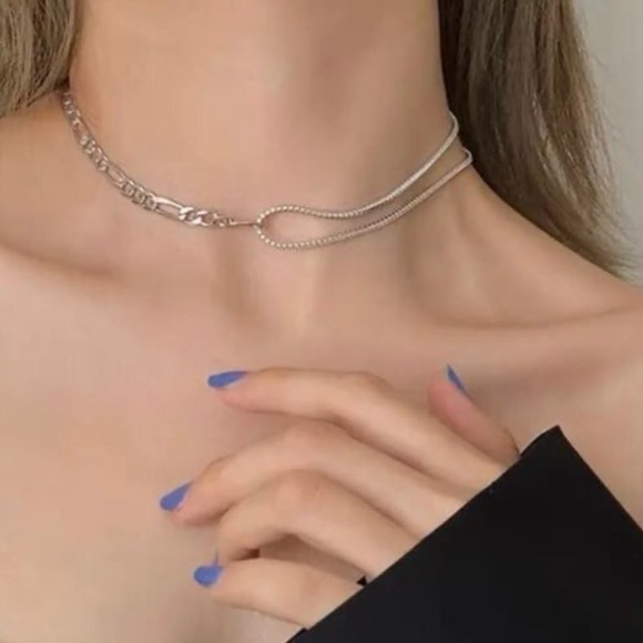 Modest Lu Jewelry - COPY - Sterling Silver Crystal Pave Chain Link Choker Necklace 

Brand New